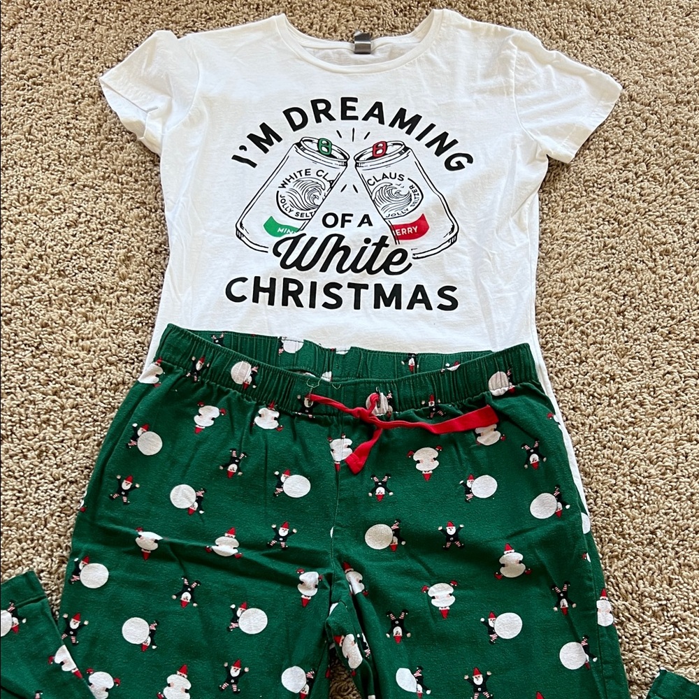 Christmas Pajama Set - White and Green